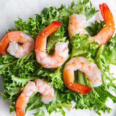 shrimp salad seafood snack sea delicacies diet meal on the table copy space food background rustic 