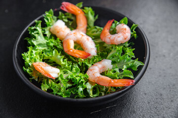 shrimp salad seafood snack sea delicacies diet meal on the table copy space food background rustic 