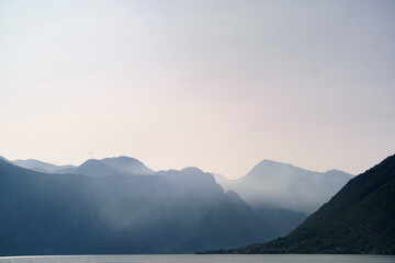 Dawn over the Kotor Bay. Montenegro