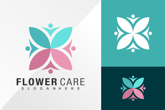 Flower People Care Logo Design Vector illustration template