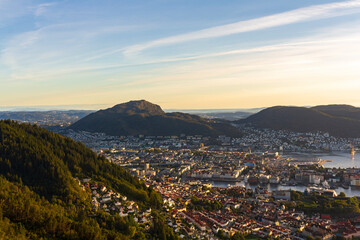 Bergen aerial city view from mountain
