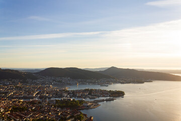 Aerial view of Bergen city in Norway