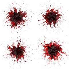 3D illustration of realistic blood splash
