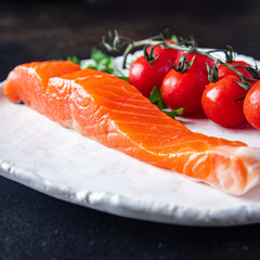 salmon raw food fish red slice seafood meal diet snack on the table copy space food background 