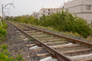 Fototapeta na wymiar the railroad reaches the horizon