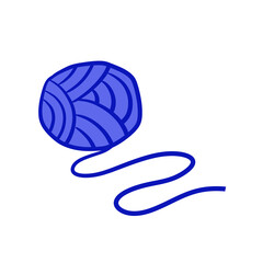 Ball of wool threads. Device for knitting and hobbies. Hand made product. Cartoon outline illsutration