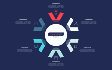 Six option circle infographic design template. Vector illustration