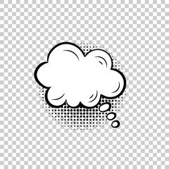 Cloud Shaped Bubble isolated on Light Transparent Background, Halftone Illustration, Blank Frame Template.