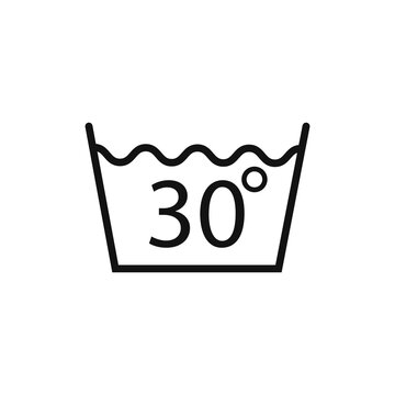Machine wash cold 30, washing icon. Vector illustration, flat design