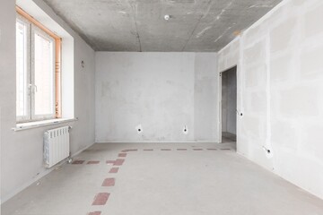 interior of the apartment without decoration in gray colors