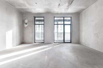 interior of the apartment without decoration in gray colors