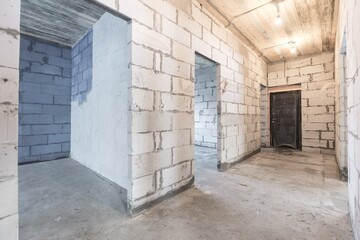 interior of the apartment without decoration in gray colors