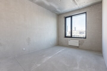 interior of the apartment without decoration in gray colors