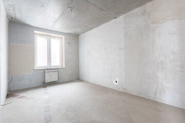 interior of the apartment without decoration in gray colors