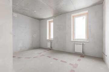 interior of the apartment without decoration in gray colors