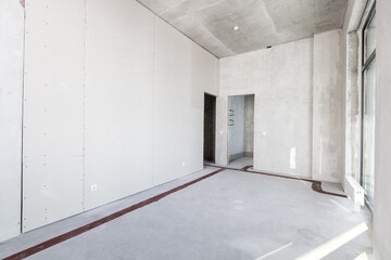 interior of the apartment without decoration in gray colors