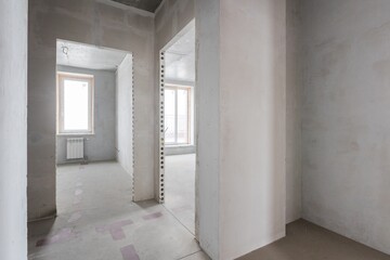 interior of the apartment without decoration in gray colors