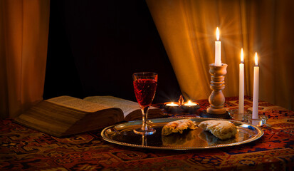Communion still life. Bread and Wine