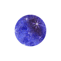 watercolor space circle, Galaxy texture, hand drawn illustration, decorative element isolated.