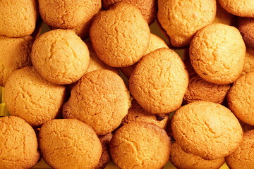spanish traditional cookies making  by hand placed one on top of the other
