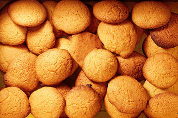 spanish traditional cookies making  by hand placed one on top of the other , close up