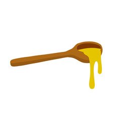 Spoonful of honey. Wooden spoon. Sweet food and dessert. Dishes from the apiary. Flat cartoon illustration