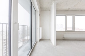 interior of the apartment without decoration in gray colors