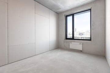 interior of the apartment without decoration in gray colors