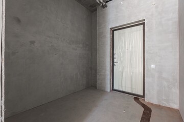 interior of the apartment without decoration in gray colors