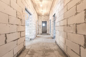 interior of the apartment without decoration in gray colors