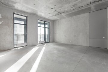 interior of the apartment without decoration in gray colors