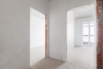 interior of the apartment without decoration in gray colors