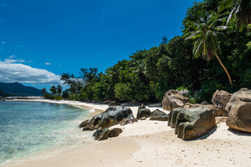 Beautiful Seychelles sunny beach landscape