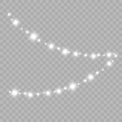 Christmas lights isolated realistic design elements. Glowing lights for Christmas holiday cards, banners, posters, web designs.	