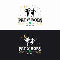 Retro Dance Couple Logo.Vintage Beautiful couple dancing logo.Bar lounge logo.