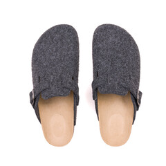 warm gray slippers for men isolated white background