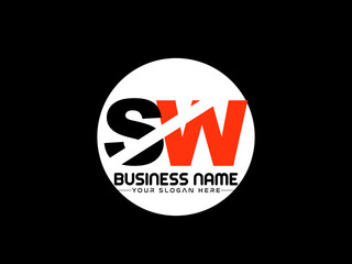SW Logo Letter design, Unique Letter sw company logo with geometric pillar style design
