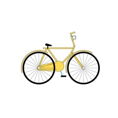 Vector flat cartoon bicycle isolated on empty background-healthy lifestyle,sports activities concept,web site banner ad design