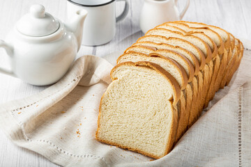 Sliced bread loaf on the table.