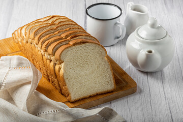 Sliced bread loaf on the table.