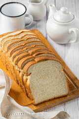 Sliced bread loaf on the table.