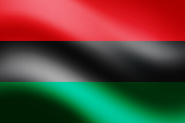 Unofficial pan-African or UNIA flag with folds. Pan-African colours. EPS10 vector.