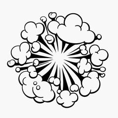 Comic clouds, cartoon vector clouds in line style isolated on light background.