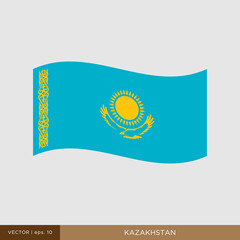 Waving flag of Kazakhstan vector illustration design template.