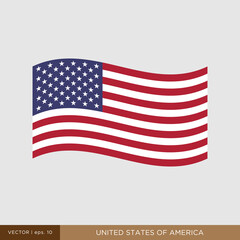 Waving flag of United States of America vector illustration design template.