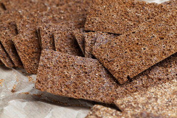 thin and crispy bread close up
