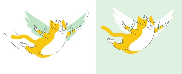 Funny cat with wings fly