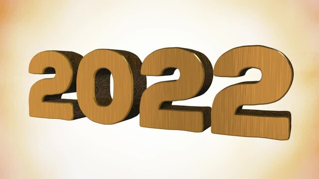 Happy New Year 2022. Golden 3D numbers Animation.