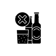 Forbidden alcohol drinks line color icon. Beverage intolerance.