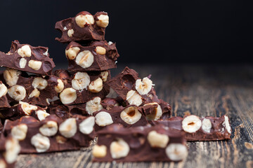 bitter chocolate with hazelnuts, homemade
